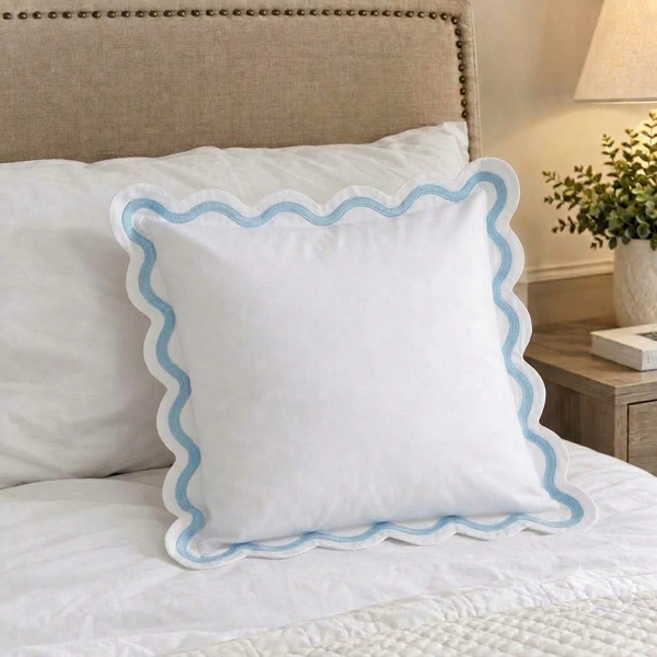 Allena Scallop and U Shape Applique Embroidery Euro Sham