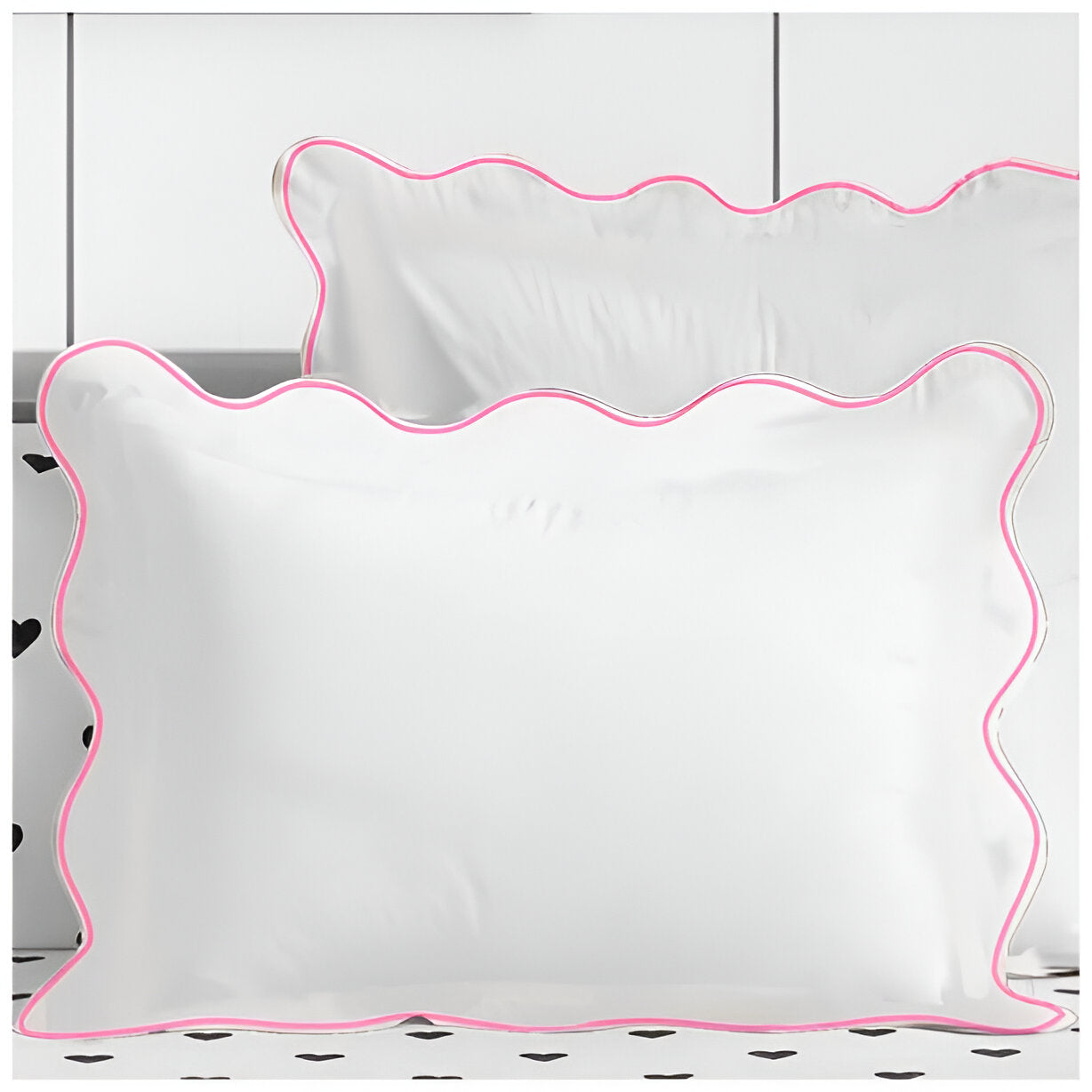 400TC Cotton Scallop Piping Sateen Solid Pillow Sham (Set Of 2)