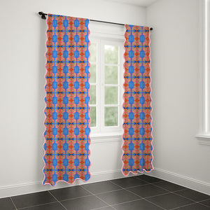 Symmetric Butterfly Watercolor Scallop Curtain (Set of 2)