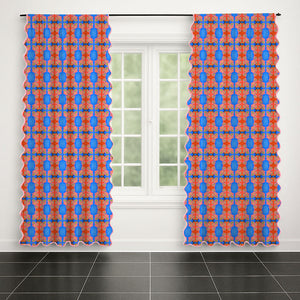 Symmetric Butterfly Watercolor Scallop Curtain (Set of 2)