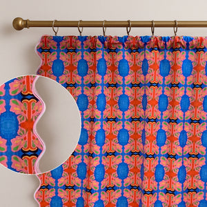 Symmetric Butterfly Watercolor Scallop Curtain (Set of 2)
