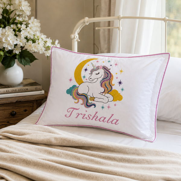 Unicorn Embroidered Personalized Pillow Sham