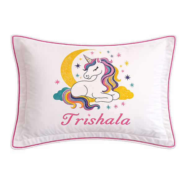 Unicorn Embroidered Personalized Pillow Sham