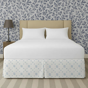 Pale Blue Snowflake Pattern Printed Bed Skirt