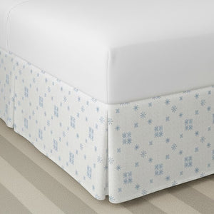 Pale Blue Snowflake Pattern Printed Bed Skirt