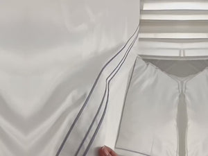 400TC Cotton Classic Embroidery Sateen Solid Duvet Cover Set