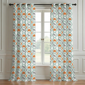 Pumpkin Printed Curtain (Set Of 2) For Halloween