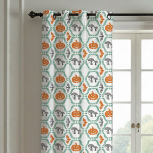 Pumpkin Printed Curtain (Set Of 2) For Halloween