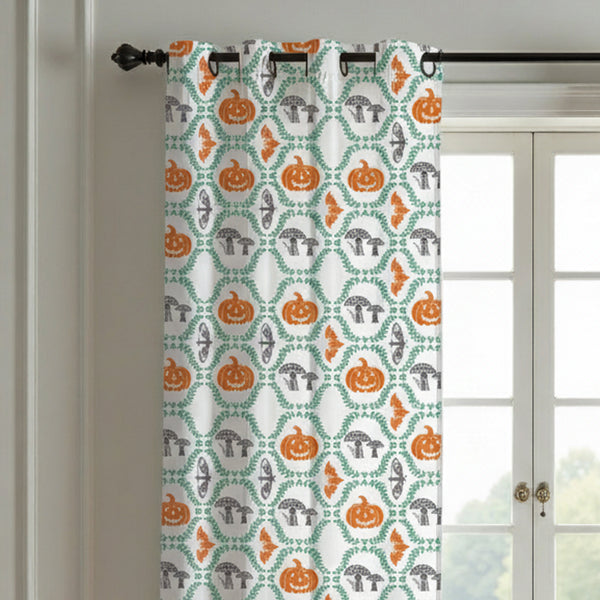Pumpkin Printed Curtain (Set Of 2) For Halloween