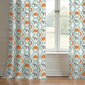 Pumpkin Printed Curtain (Set Of 2) For Halloween