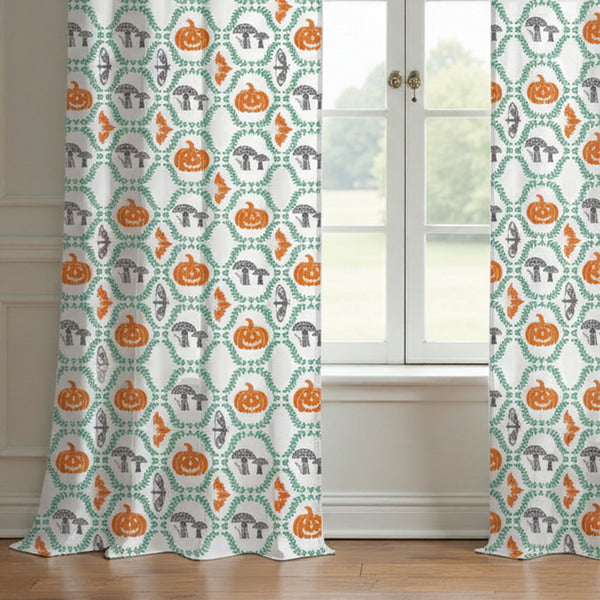 Pumpkin Printed Curtain (Set Of 2) For Halloween