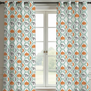 Pumpkin Printed Curtain (Set Of 2) For Halloween