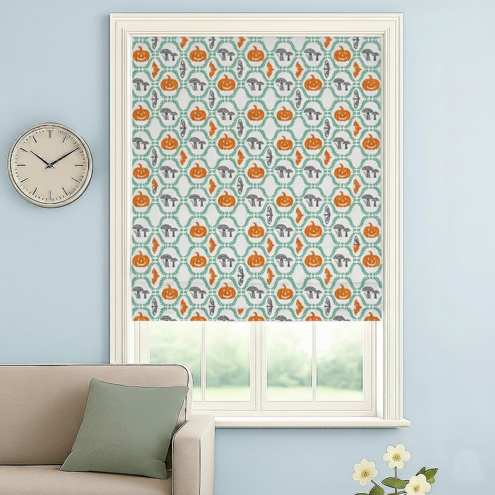 Pumpkin Printed Roman Shades