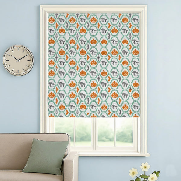 Pumpkin Printed Roman Shades