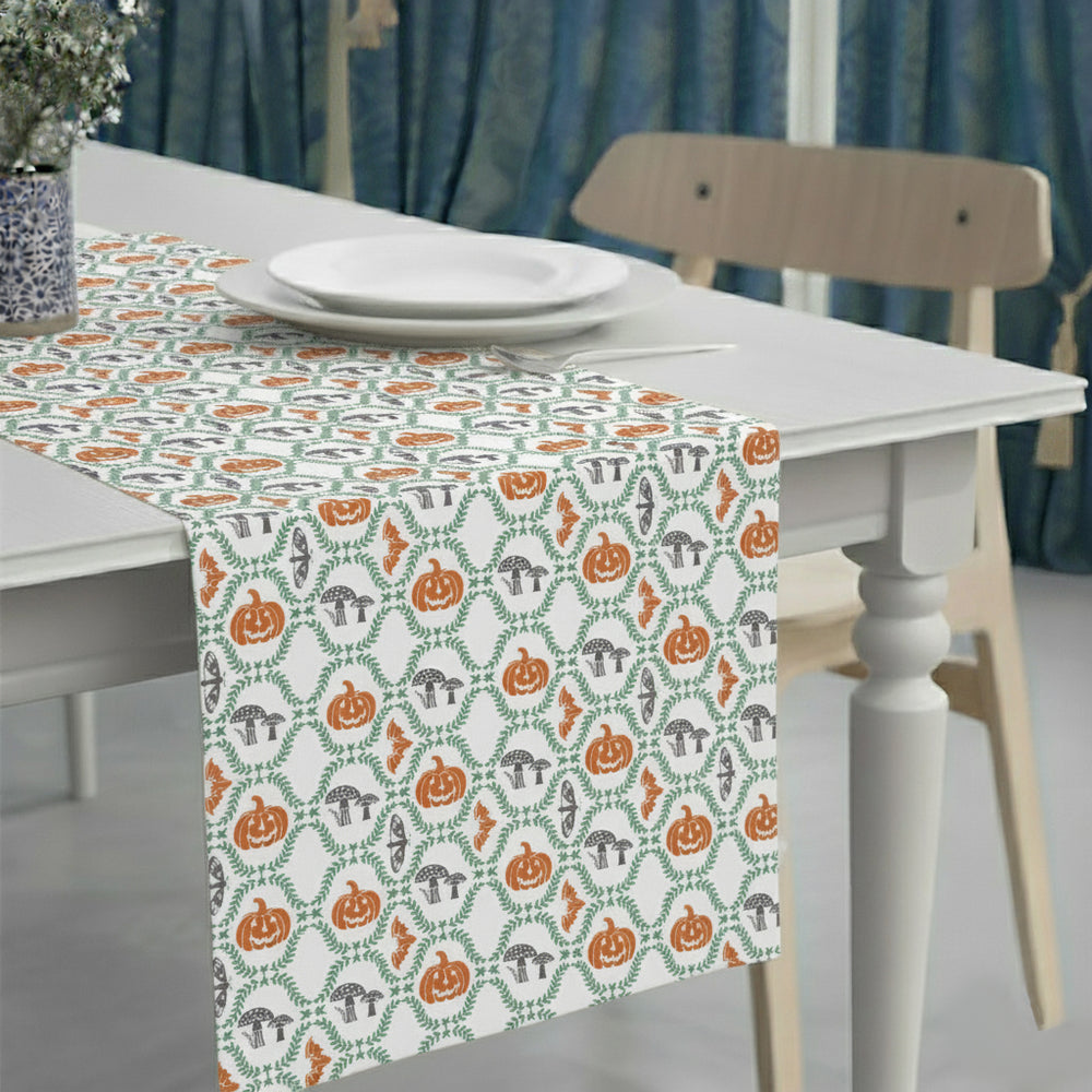 Pumpkin Printed Table Runner For Halloween