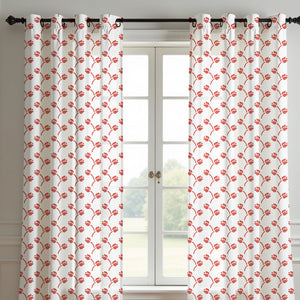 Red Tulip Curtain (Set Of 2)