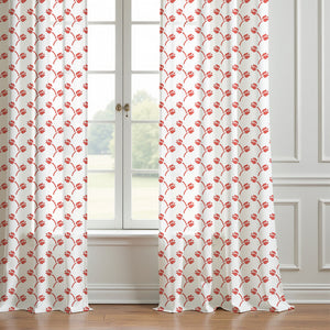 Red Tulip Curtain (Set Of 2)