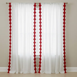 Reverse Scalloped Applique Embroidery Cotton Curtain (Set Of 2)