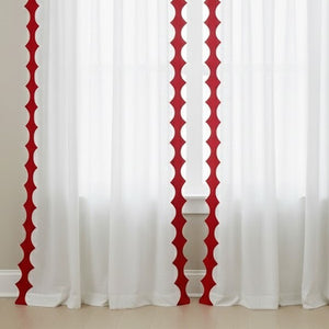 Reverse Scalloped Applique Embroidery Cotton Curtain (Set Of 2)