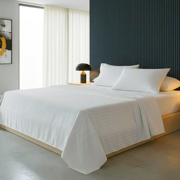 300TC Sateen Stripe Cotton Sheet Set