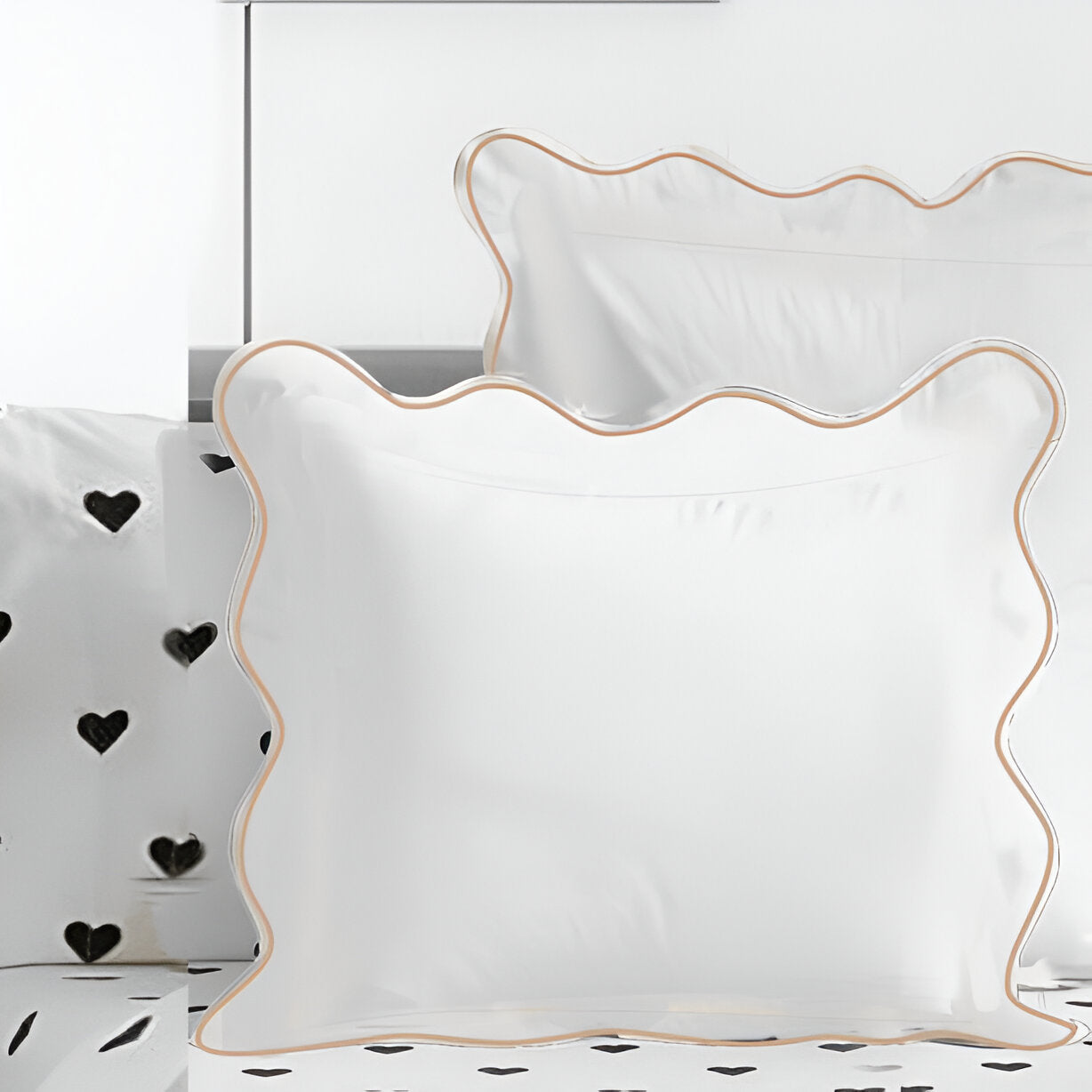400TC Cotton Scallop Piping Sateen Solid Euro Sham (Set Of 2)