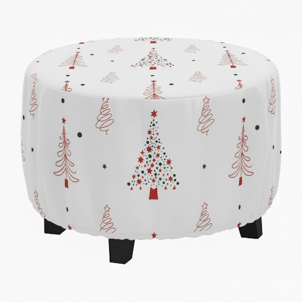 Christmas Tree & Star Pattern Printed Ottoman Cover
