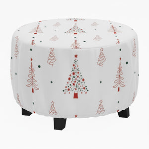 Christmas Tree & Star Pattern Printed Ottoman Cover