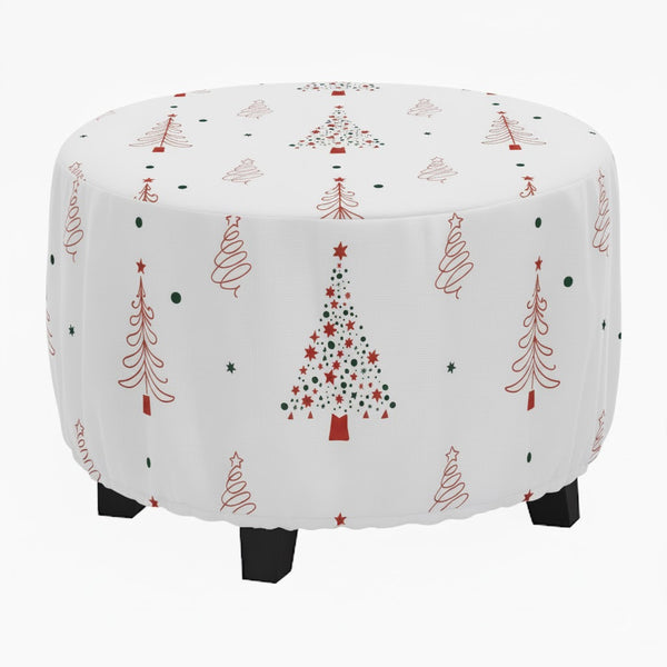 Christmas Tree & Star Pattern Printed Ottoman Cover