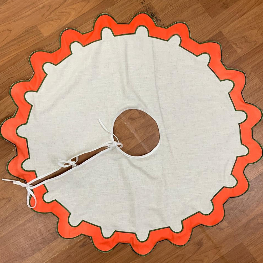 U Shape Applique Scallop Christmas Tree Skirt
