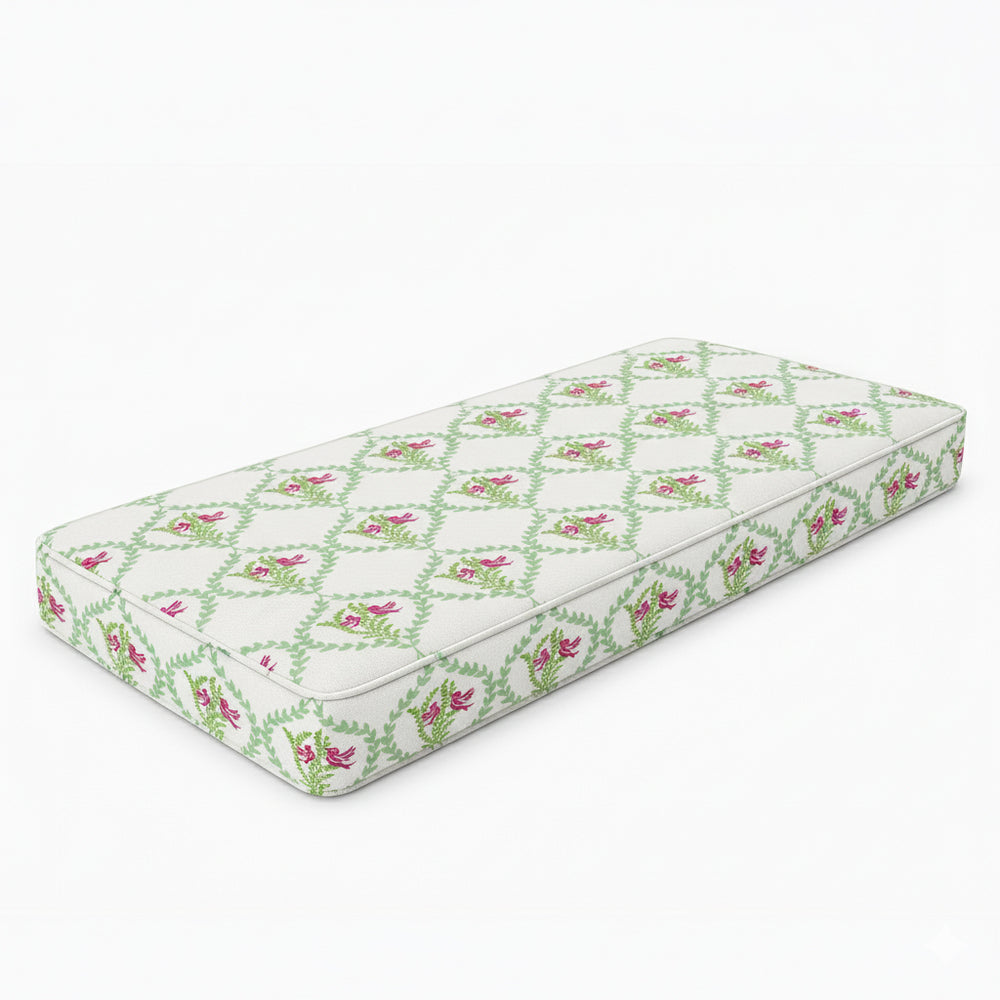 Vintage Floral Bird Bench Cushion