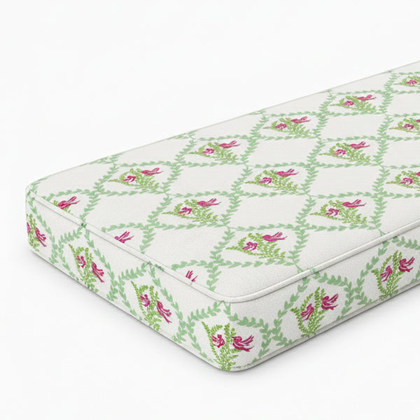 Vintage Floral Bird Bench Cushion