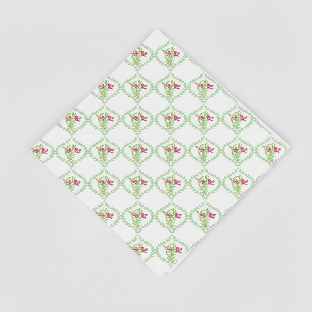 Vintage Floral Bird Pattern Printed Napkin (Set of 4)