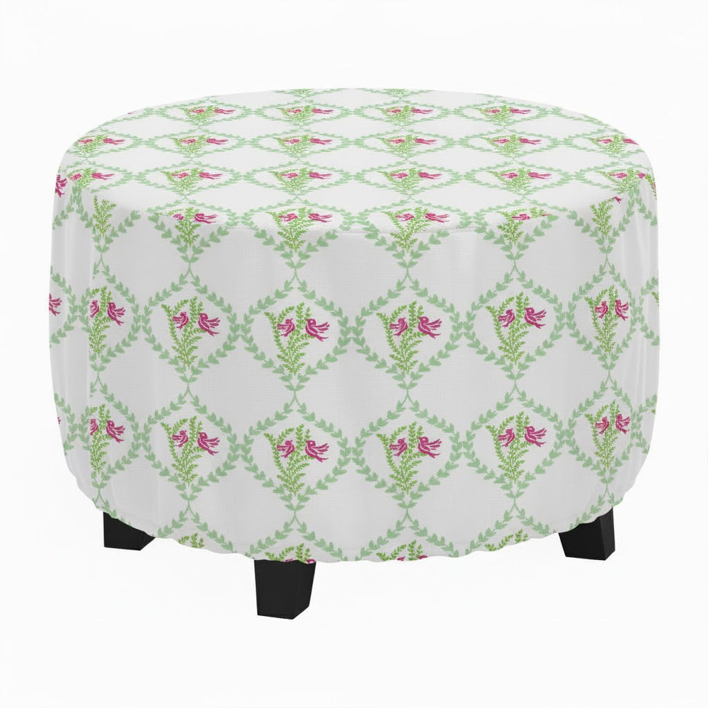 Vintage Floral Bird Pattern Printed Ottoman Cover