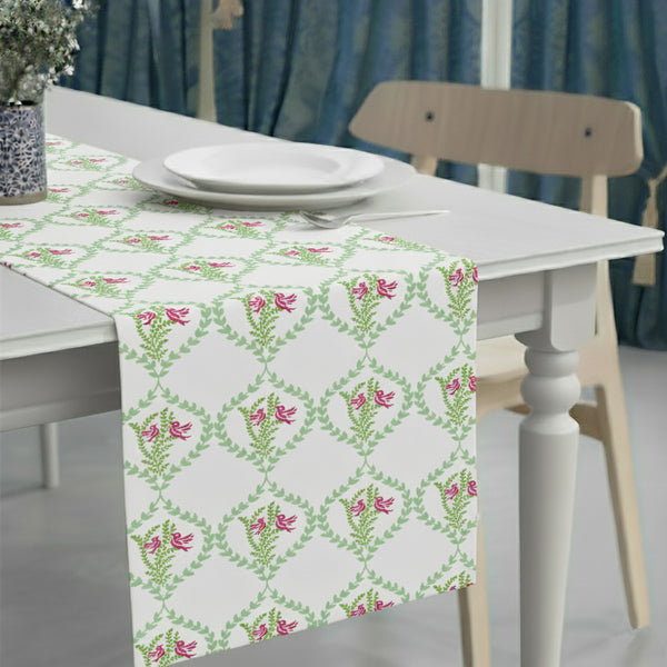 Vintage Floral Bird Table Runner