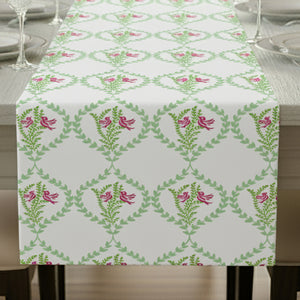Vintage Floral Bird Table Runner
