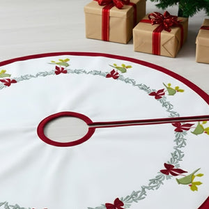 Whimsical Holiday Bird Christmas Tree Skirt