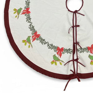 Whimsical Holiday Bird Christmas Tree Skirt
