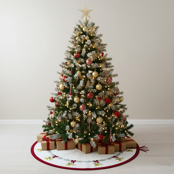 Whimsical Holiday Bird Christmas Tree Skirt