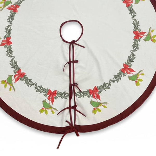 Whimsical Holiday Bird Christmas Tree Skirt