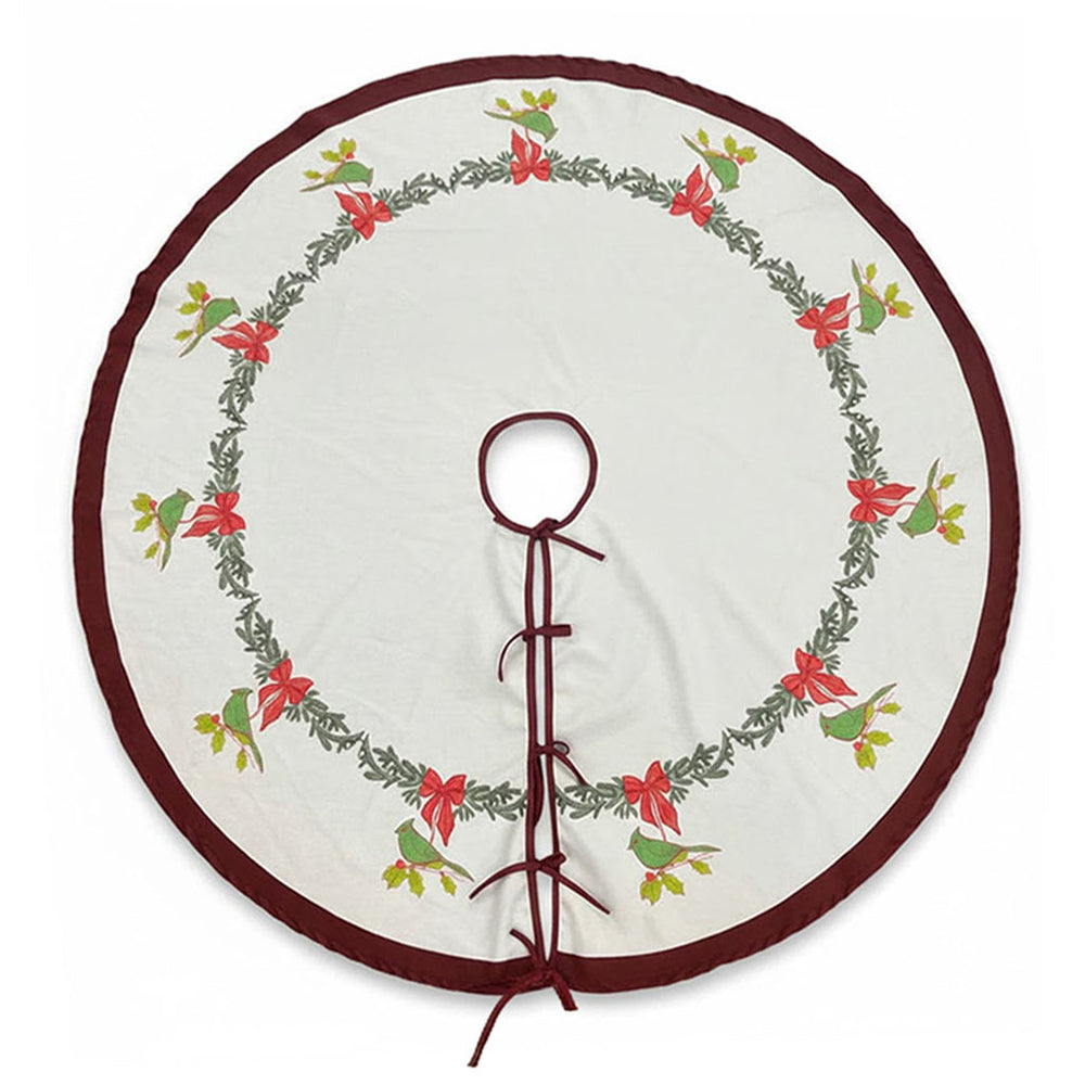 Whimsical Holiday Bird Christmas Tree Skirt