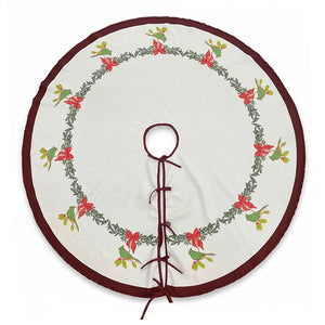 Whimsical Holiday Bird Christmas Tree Skirt