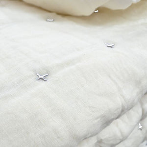 Plus-Stitch Linen Bed Coverlet