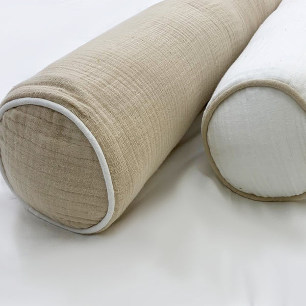 Muslin Cotton Bolster Pillow Cover