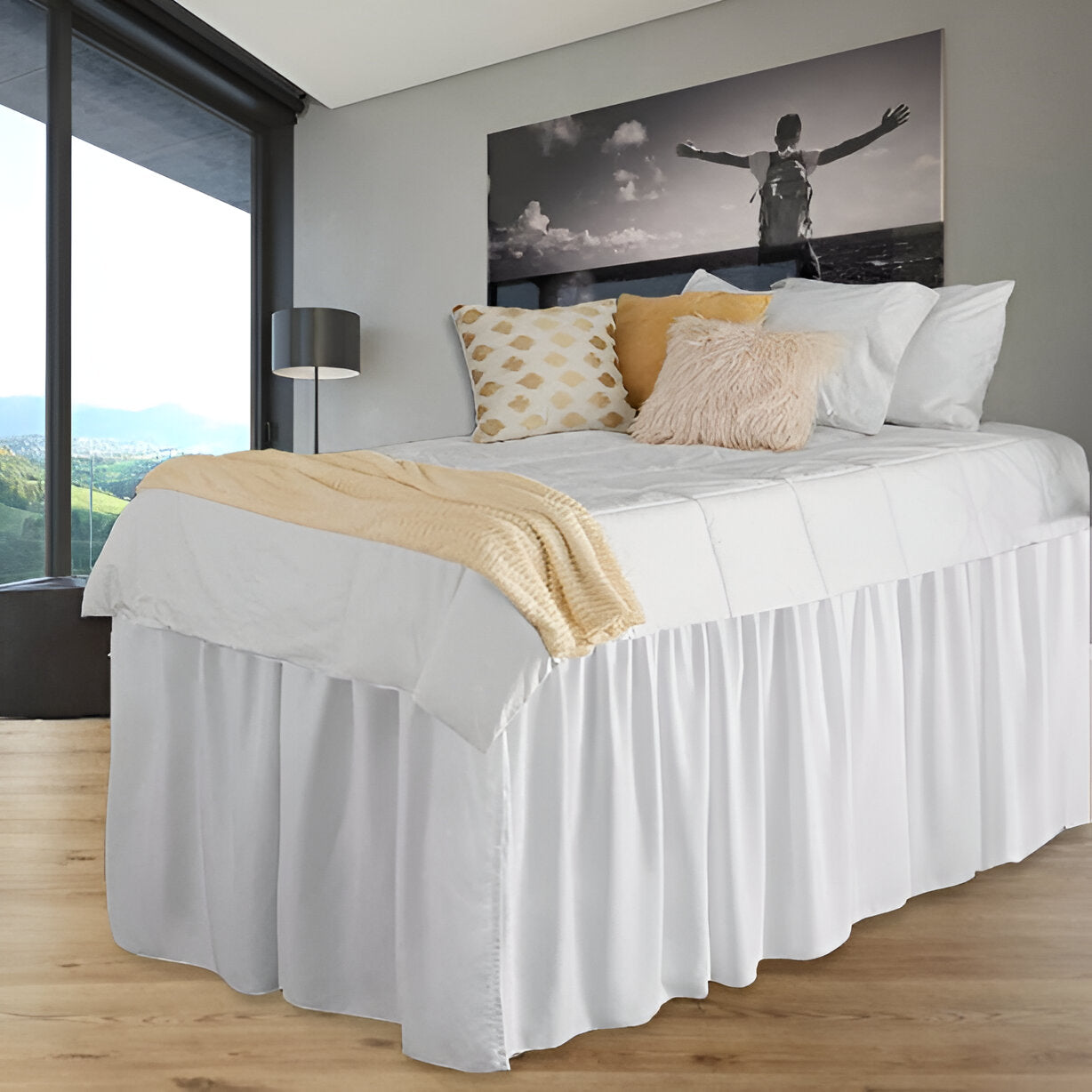 400TC Sateen Solid Cotton Gathered Dorm Bed Skirt