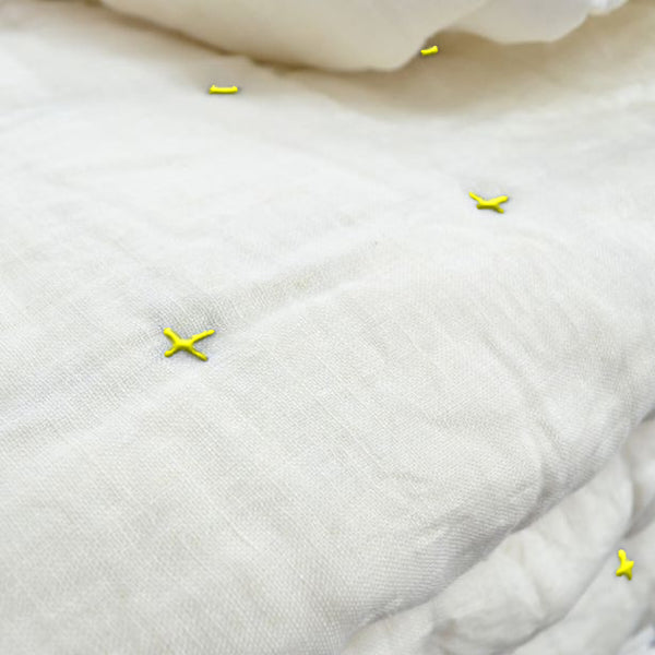 Plus-Stitch Linen Bed Coverlet
