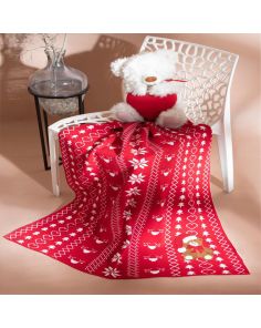 Chrishmas Red Knitted Cotton Baby Blanket