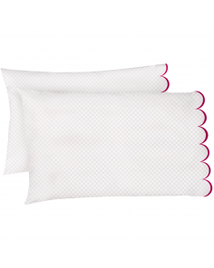 hot pink-Allena-400tc-cotton-scallop-microcheck-pillow-case-set-of-2
