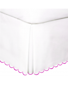 hot pink-Allena-cotton-scallop-piping-white-bed-skirt