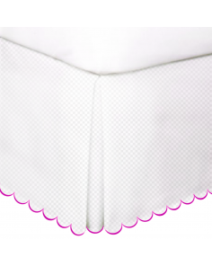 Hot Pink-Allena-cotton-scallop-microcheck-white-bed-skirt