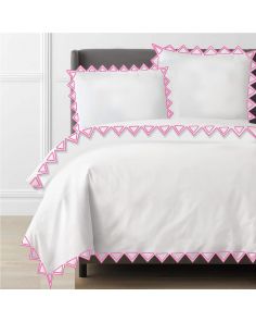 hot pink-ashley-cotton-traingle-emboirdery-duvet-cover-set-sham